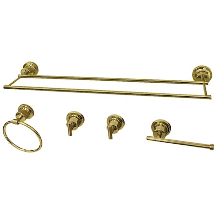 Kingston Brass BAH821330478PB Concord 5-Piece Bathroom Accessory Set, Polished Brass BAH821330478PB